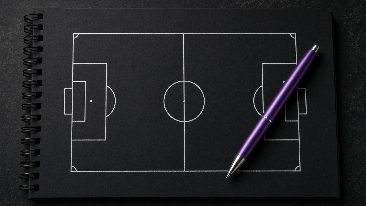 Training notebook with a soccer pitch diagram